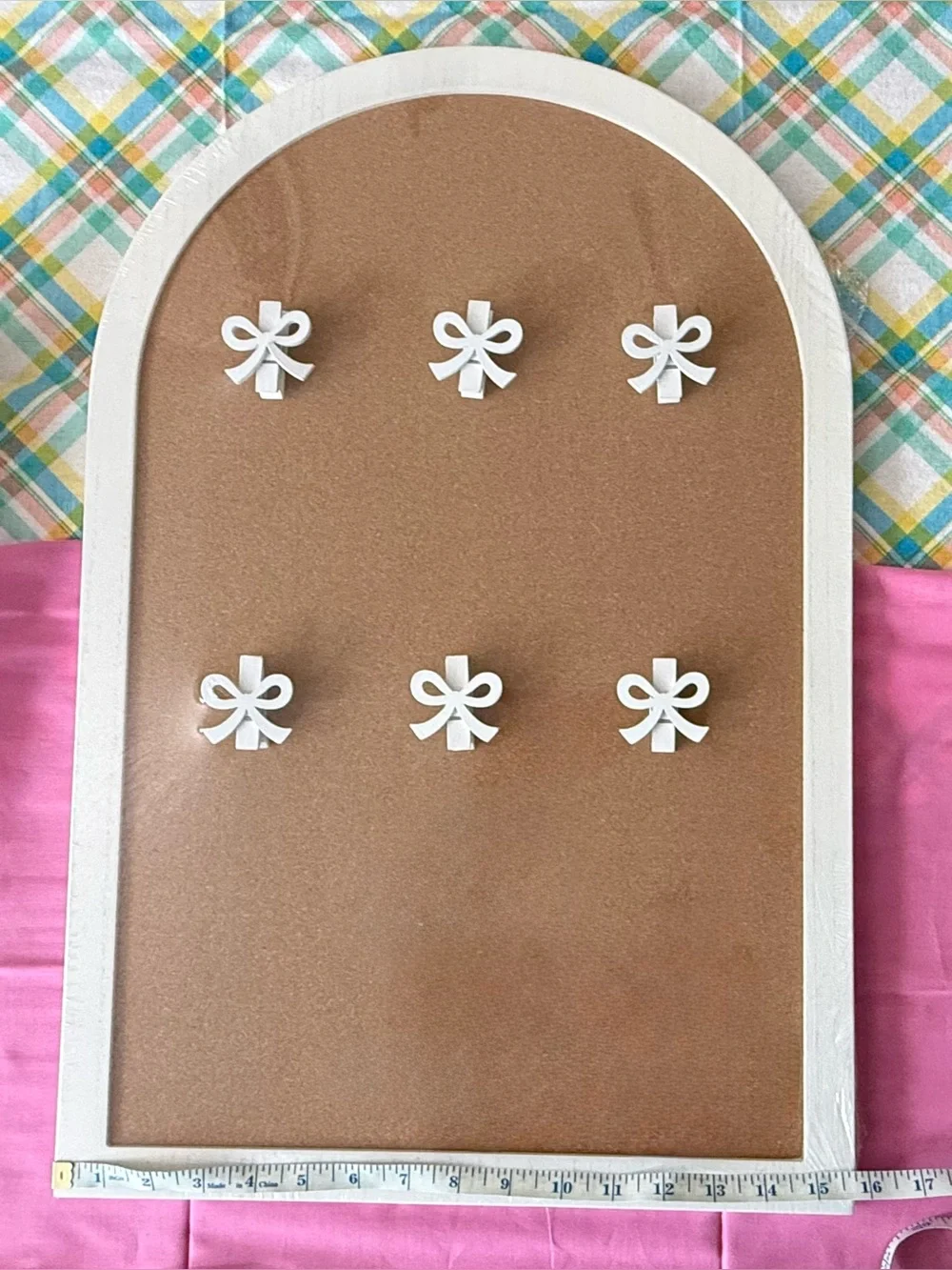 White Bow Cork Wall Organizer - w/ Disney Pins